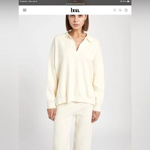 Because of Alice Slouchy Oversized Lounge Knit Trousers in Ivory Cream White - L